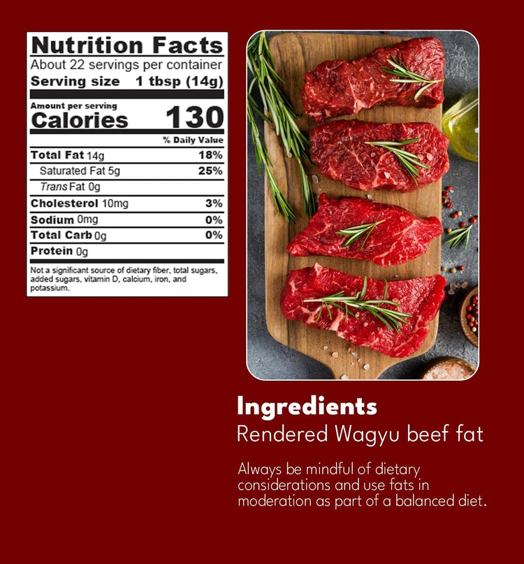 Wagyu Republic Beef Tallow ⎸11oz Glass Jar (11 Ounce)