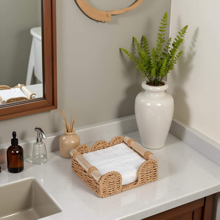 Square Scalloped Napkin Holder for Table for Home Kitchen Decor