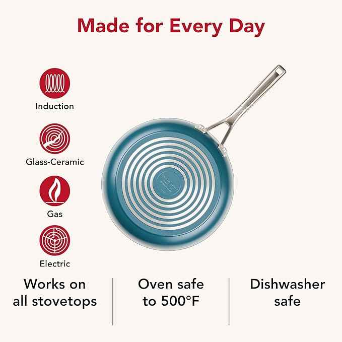 KitchenAid Hard Anodized Ceramic Induction Nonstick Pots and Pans Set with Saucepans, Frying Pans, Stockpot, and Lids, Dishwasher Safe, 9 Piece Cookware Set with Stainless Steel Handles - Agave Blue