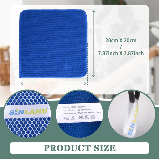 Absorbent Microfiber Dish Cloths for Washing Dishes Best Kitchen Cloths Cleaning Cloths with Poly Scour Side 7.87Inchx7.87Inch 10 Pack Dark Blue (10 Count)
