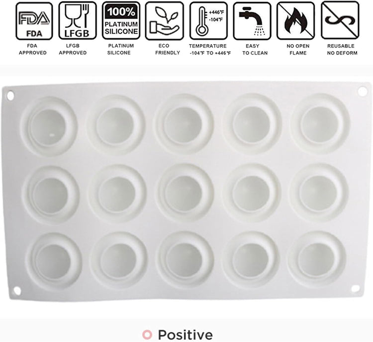OCPO KITCHEN Apple Silicone Mold for Baking Mousse Cake, Candy, Chocolate, French Fruit Dessert, Pastry, Cupcake, Ice Cream, Pudding, Cake Decoration Mold, 3D Apple Shape (15-Cavity)