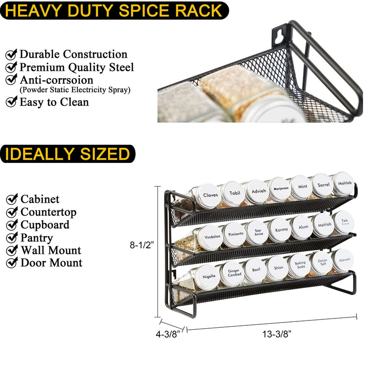 Spice Rack Organizer with 21 Spice Jars (21 Count)