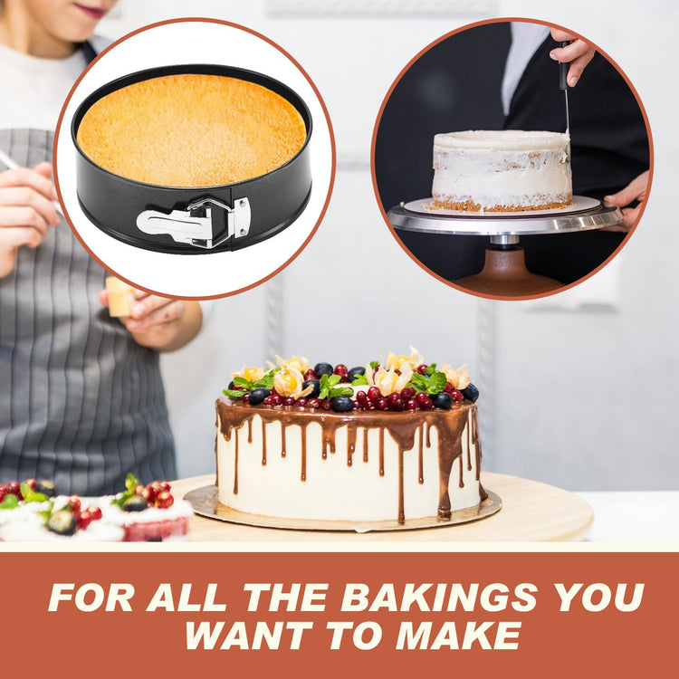 4 Pcs 8 Inch Non Stick Springform Pan with Removable Bottom Carbon Steel Cheesecake Pan Round Springform Cake Mold with Stainless Steel Spring Buckles for Baking Kitchens Restaurant (4 Count)