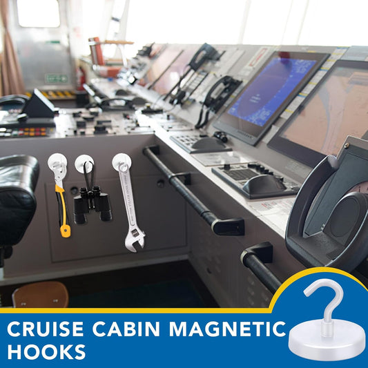 LOVIMAG Cruise Ship Essentials - 150Lbs Heavy Duty White Magnetic Hooks for Cruise Cabins - Strong Hanging Hooks - 12 Pack