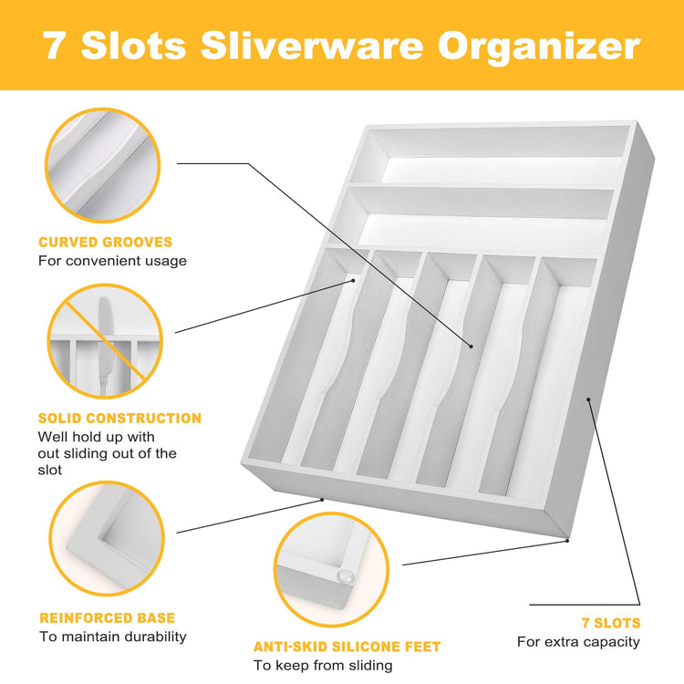 Kitchen Bamboo Silverware Organizer