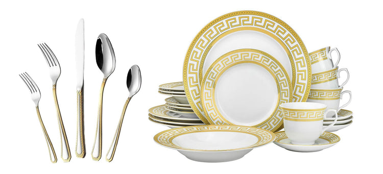 120 Pieces Vintage Gold Dinnerware and 18