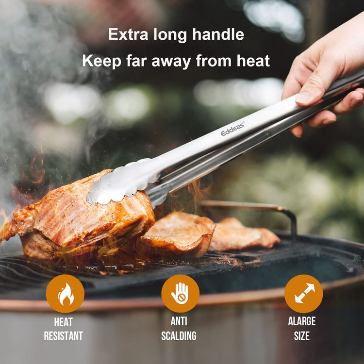 Grill Tongs BBQ Tongs Heat Resistant 600 Degrees (4 Count)