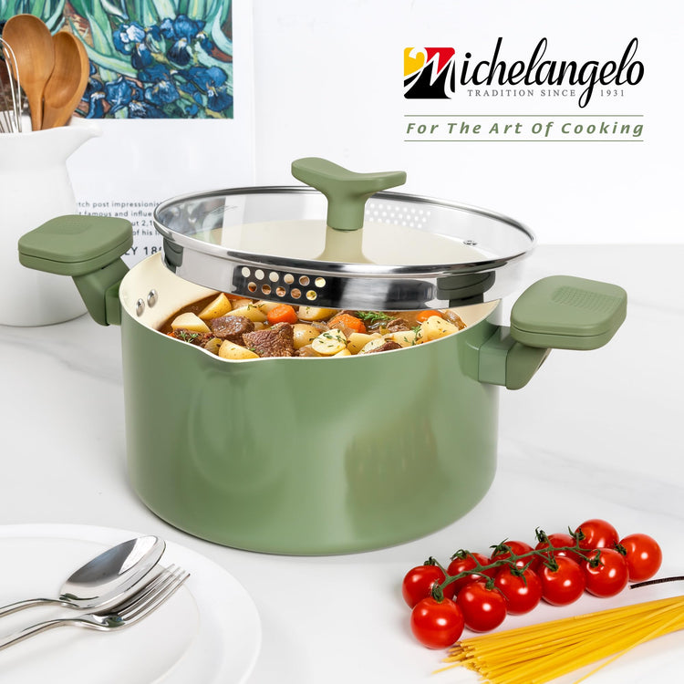 6 Qt Ceramic Nonstick Pasta Pot with Strainer Lid