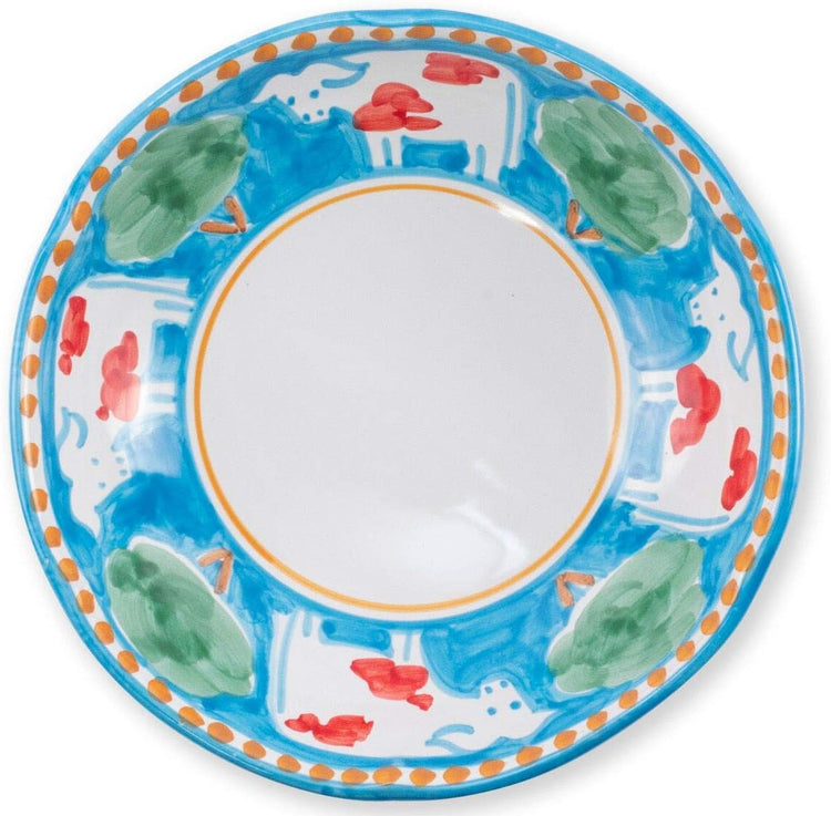 Vietri Campagna Mucca Coupe Pasta Bowl, Light Blue, Soup Salad Spaghetti Server 8.75" D Earthenware Dish