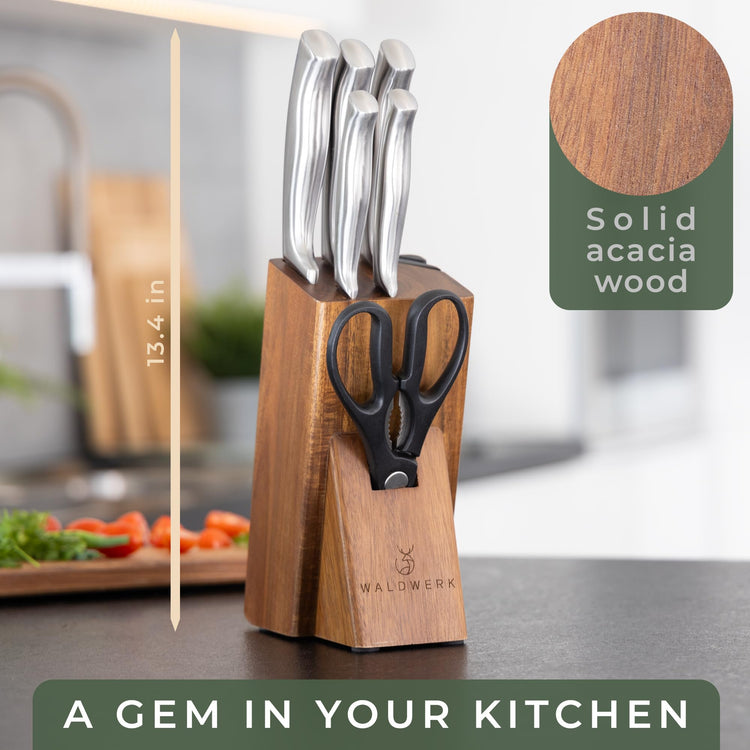 Knife Set 7pcs Kitchen Knife Set with Block and Integrated Sharpener (7 Count)