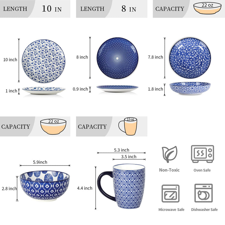 30 Pieces Ceramic Dinnerware Sets for 6