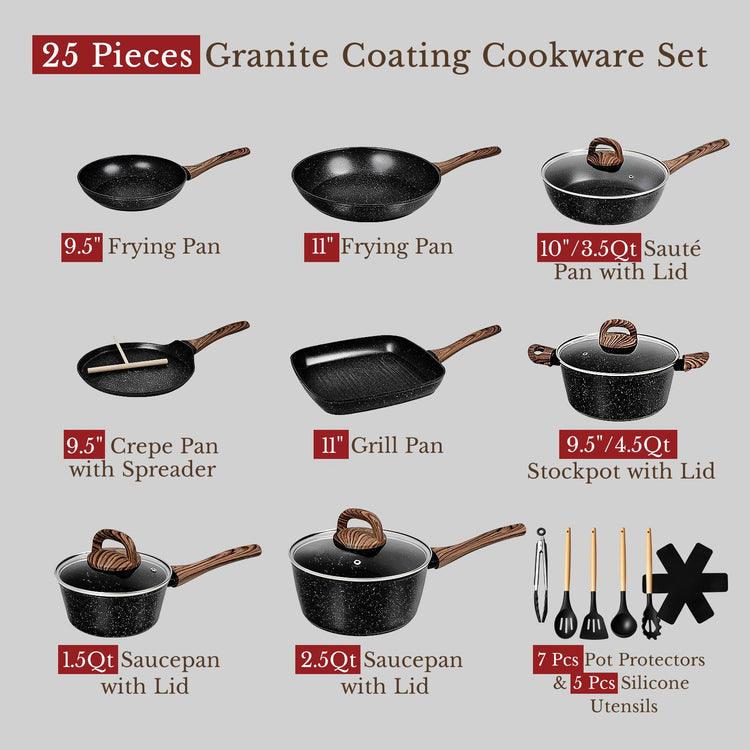 25 Pcs Pots and Pans Set