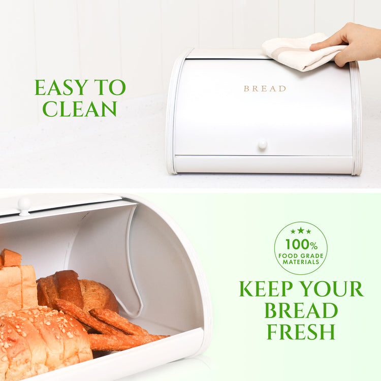 White Bread Box for Kitchen Countertop Airtight