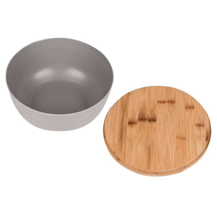 Bamboo Fiber Salad Bowl with Servers Set Large 9.8inches Nature Bamboo Mixing Bowl with Servers with Lid Spoon and Fork for Fruits