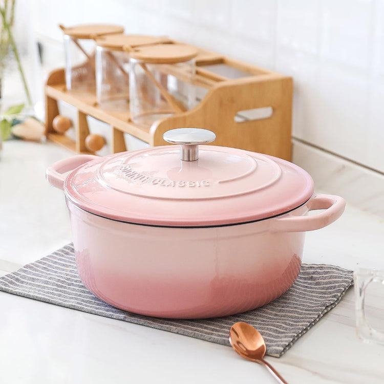Enameled Cast Iron Covered Dutch Oven with Lid Round Pot for Bread Baking