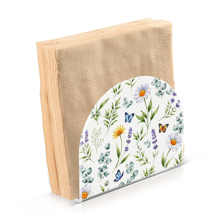 Wildflowers Butterflies Botanical Napkin Holder for Table Paper Napkins Holder Acrylic Tissue Dispenser Kitchen Dining Room Bathroom Party Car Decor