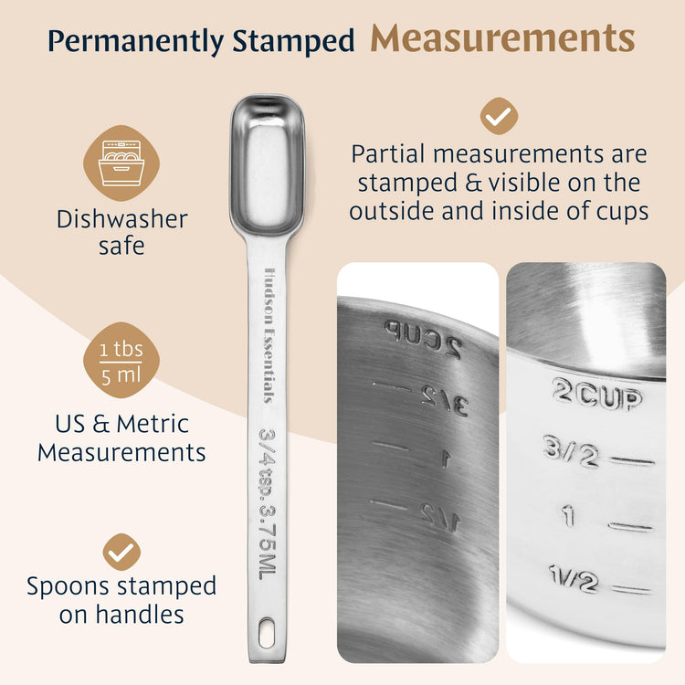 Stainless Steel Measuring Cups and Spoons Set