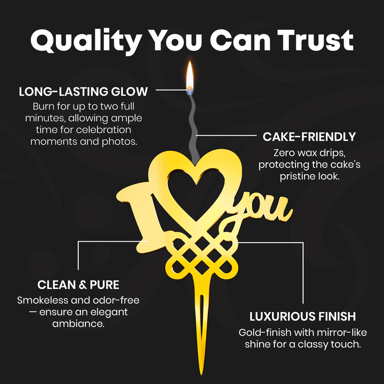 I Love You Reusable Gold Romantic Cake Candle