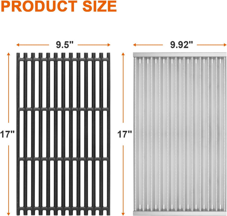 DELSbbq Grill Grates and Emitter Plates for Charbroil Commercial Infrared 4 Burner 463242715 463242716 463276016 466242715 466242716 466242815 466242816 463257520 463255020, G533-0009-W1 G533-2200-W1