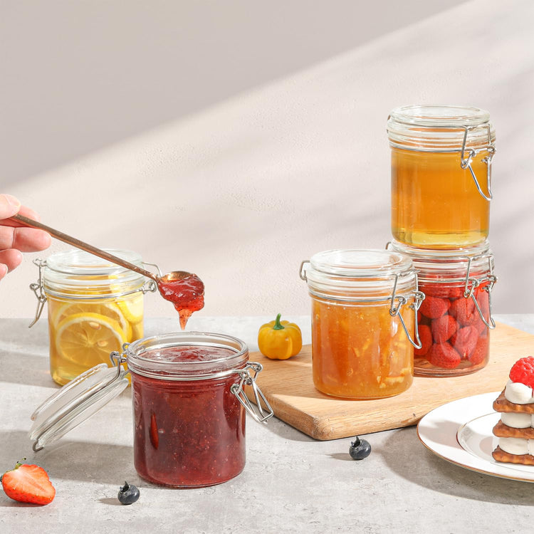 Small 8 oz Glass Jars with Airtight Lids 12 Pack Jam Pantry (12 Count)
