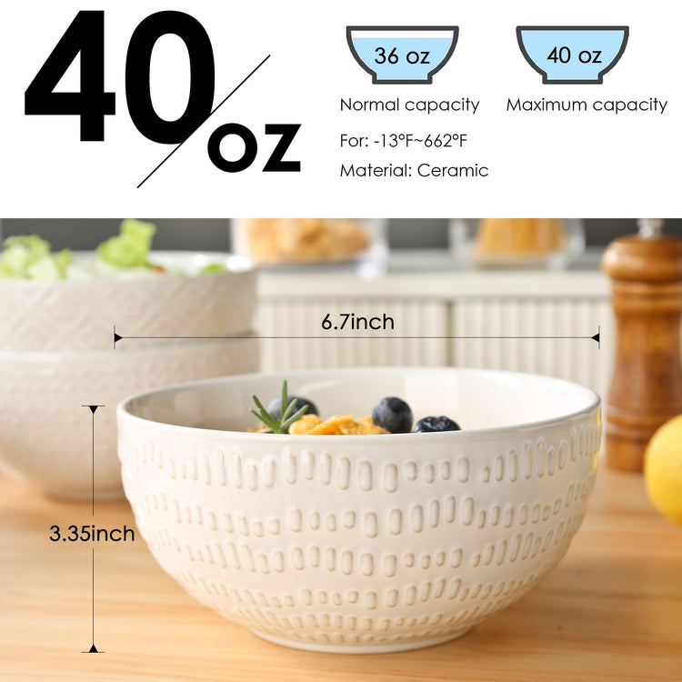 40 OZ Large Cereal Bowls Set of 4