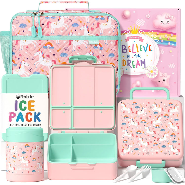 Kids Bento Snack Lunch Box with 4 Compartments (7 count)