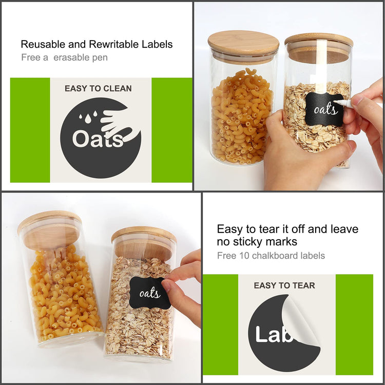 9 Pack 20 oz Glass Jars with Airtight Bamboo Lids for Kitchen (9 Count)