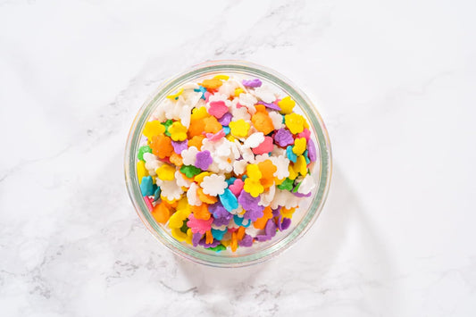 Bakerpan Spring Sprinkles for Cake Decorating - Flower Confetti Edible 4 Ounces - Edible Confetti Sprinkles for Cupcakes, Ice Cream, Cookies, Cakes (Made in USA) - Nestoria