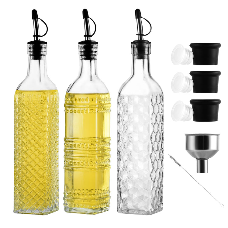 3 Pack Glass Oil Dispensers 500ML (3 Count)