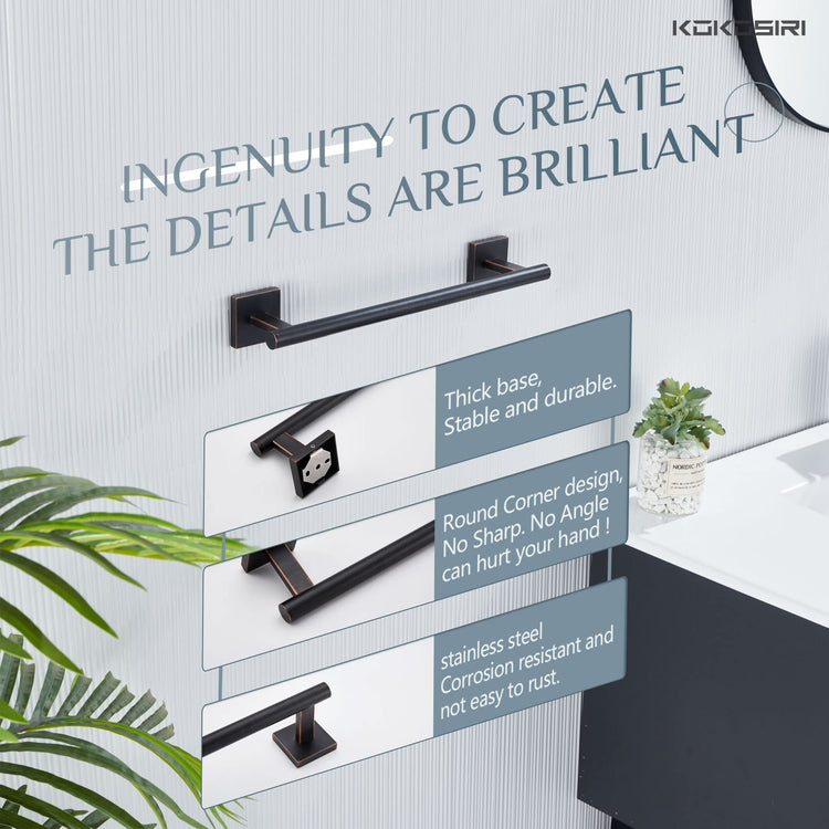 Bathroom Towel Bars 12 Inch Towel Ring Oil Rubbed Bronze 30CM Hand Towel Holder for Bath Kitchen Wall Stainless Steel B4005ORB