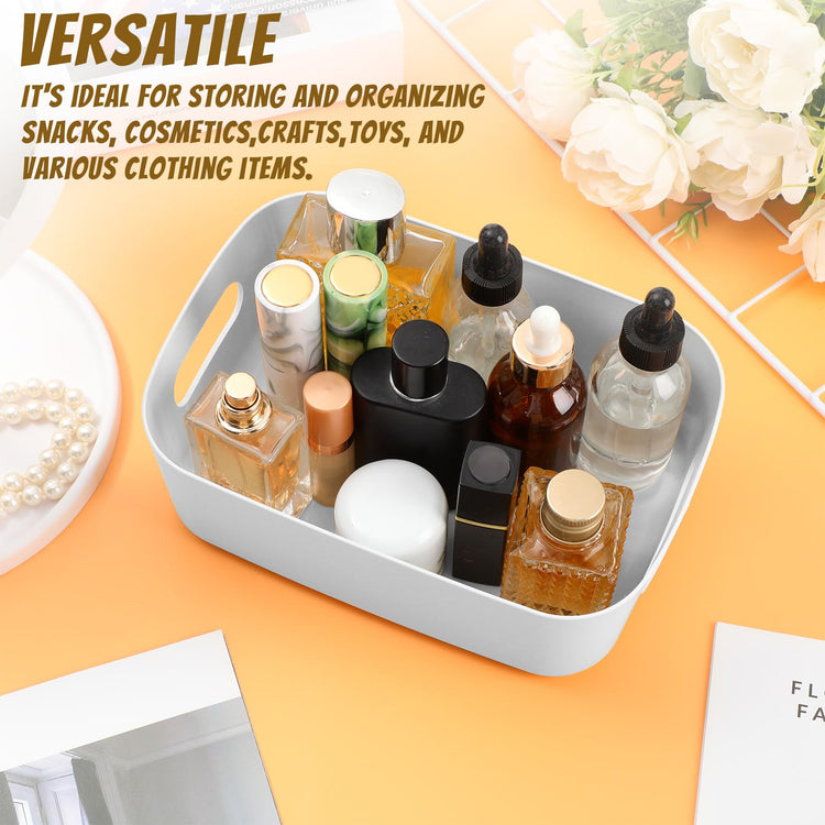 Plastic Storage Bins 10 Pcs Gray Pantry Organizer Bins Small Baskets Storage Containers for Home Kitchen (10 Count)