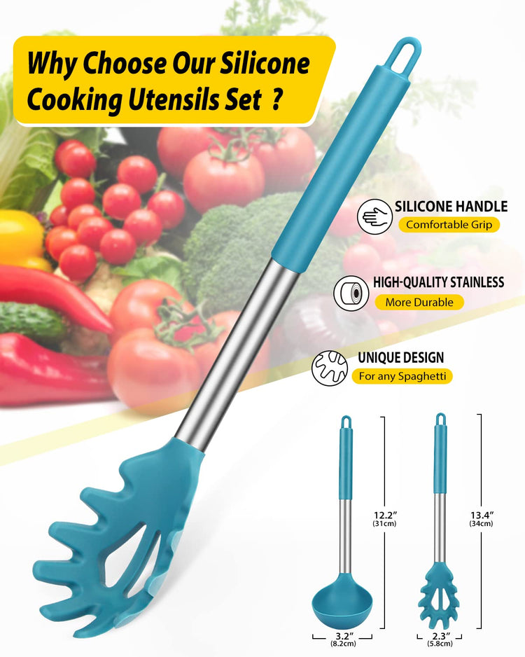 Silicone Pasta Fork and Ladle Spoon Set (2 Count)