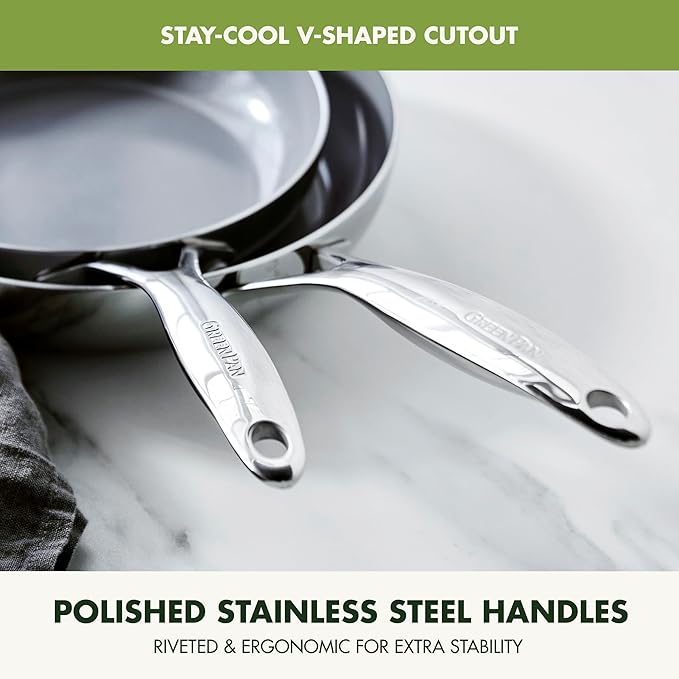 GreenPan Valencia Pro Tri-Ply Stainless Steel 9 Piece Cookware Set, PFAS-Free Ceramic Nonstick Coating, Induction Ready Pots & Pans, All Cooktops, Dishwasher & Oven Safe to 600F