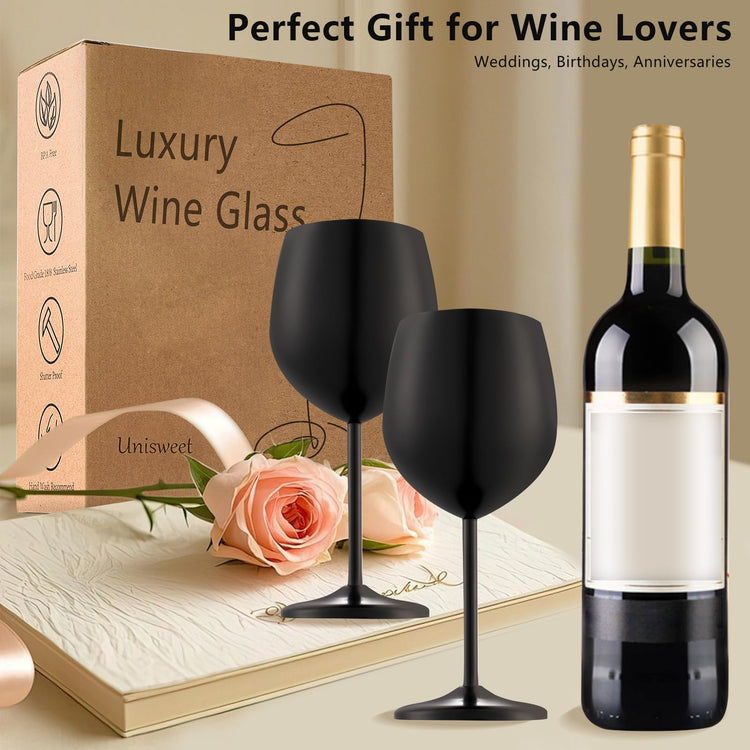 Unbreakable Stainless Steel Wine Glasses Set of 2 (2 Count)