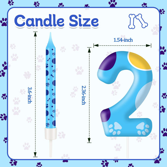 13PCS Blue Dog Paw Birthday Candles Set Cake Topper Numeral Birthday Candles for Boy Girl Dog Paw Decoration (13 Count)