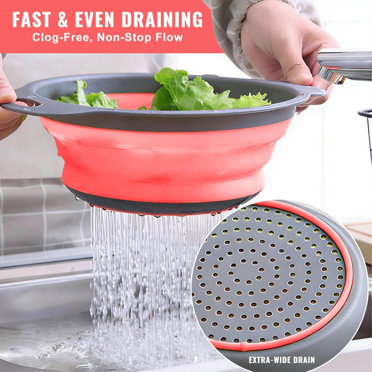 2 Pack Collapsible Silicone Colander with Handle (2 Count)