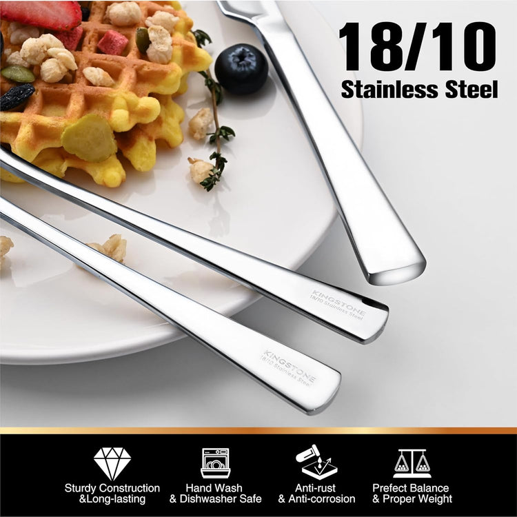 KINGSTONE Silverware Set, 30-Piece Flatware Set for 6, 18/10 Stainless Steel Cutlery Set, Mirror Polished Eating Utensils Set, Dishwasher Safe