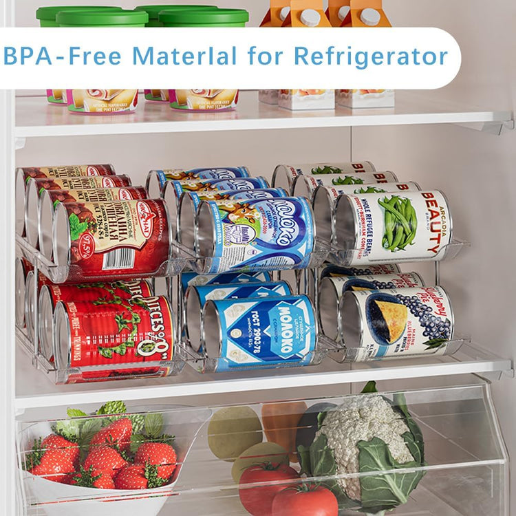 Can Organizer For Pantry, Adjustable Height And Width Canned Goods Organizer, Soup Can Rollers Organizer Holds Up to 48 Cans for Kitchen Cabinet or Refrigerator (CLear 4 Tier)