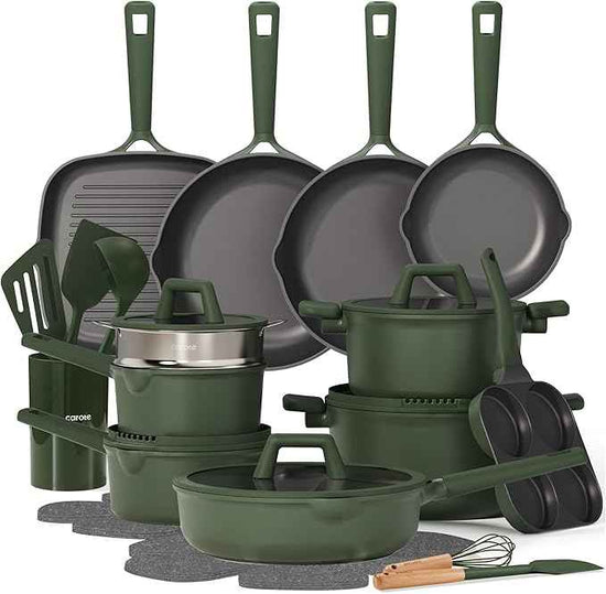 CAROTE 31PCS Pots and Pans Set, Nonstick Cookware Set Kitchen Non Stick Induction Titanium Cookware Non-toxic Granite Cooking set, PFOA Free