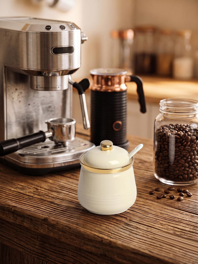 12oz Ceramic Sugar Bowl with Lid and Spoon