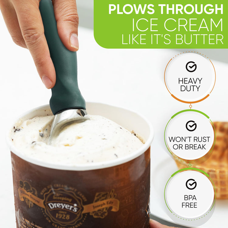 Heavy Duty Ice Cream Scoop with Soft Grip Handle