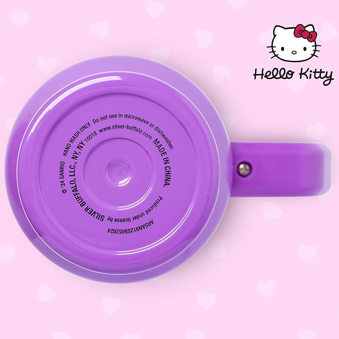 Silver Buffalo Sanrio Hello Kitty and Friends Featuring My Melody, Cinnamoroll, Kuromi, Chococat, Badtz-Maru, Keroppi, and Pompompurin Double Walled Stainless Steel Tumbler with Handle, 40 Ounces