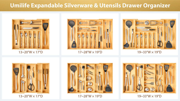 Large Expandable Kitchen Silverware Utensils Drawer Organizer