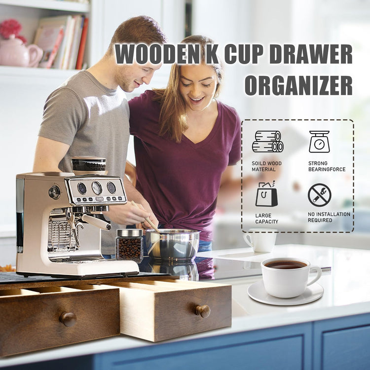 Coffee Pod Holder Storage Wooden Organizer for Countertop