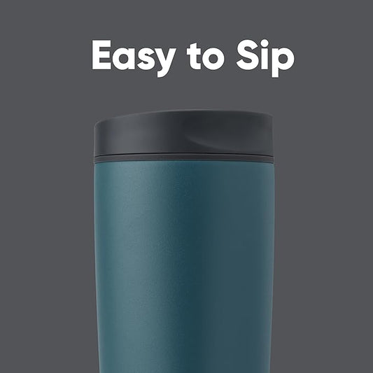 Owala SmoothSip Slider Insulated Stainless Steel Coffee Tumbler,Reusable Iced Coffee Cup,Hot-Coffee Travel Mug,BPA Free 20 oz,Grey/Blue (High Dive),(Pack of 8)