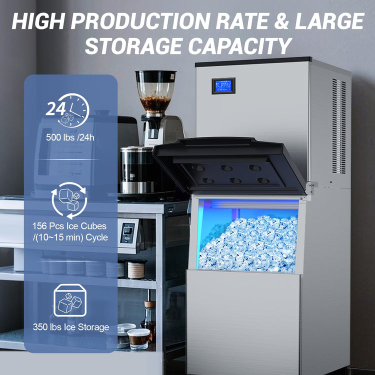 500 lbs High Output Commercial Ice Machine Freestanding Self