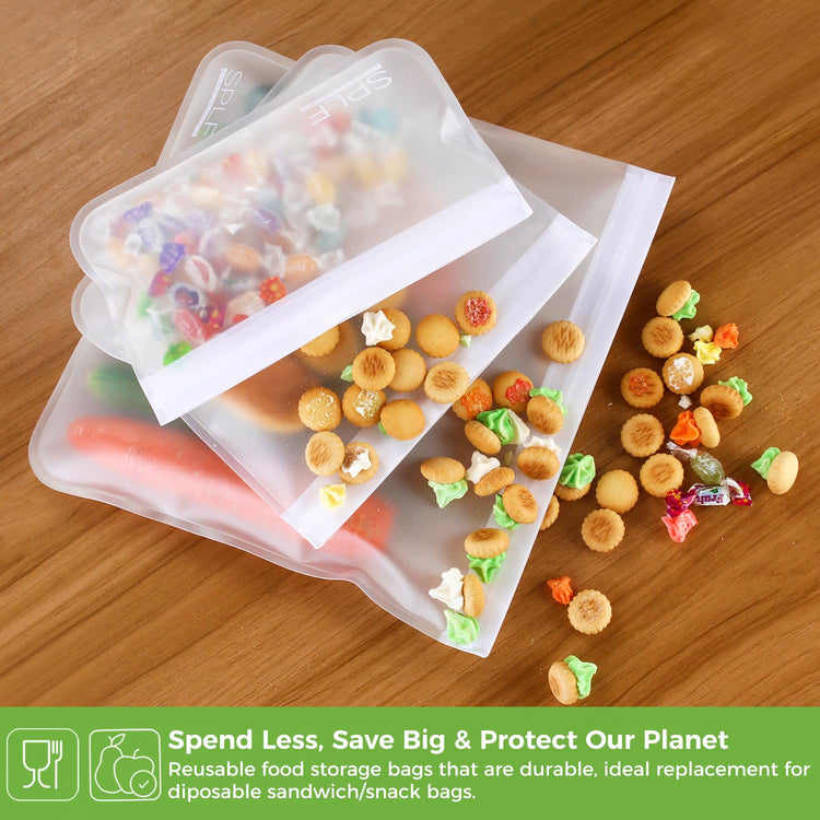 12 Pack Dishwasher Safe Reusable Food Storage Bags