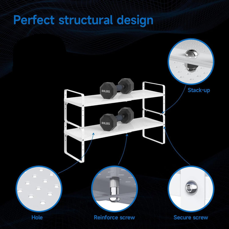 Expandable Cabinet Shelf Organizer Adjustable Metal Spice Rack Stackable Freestanding Counter Storage Shelves for Kitchen Cabinet Under Sink Office Desk (3 Count)