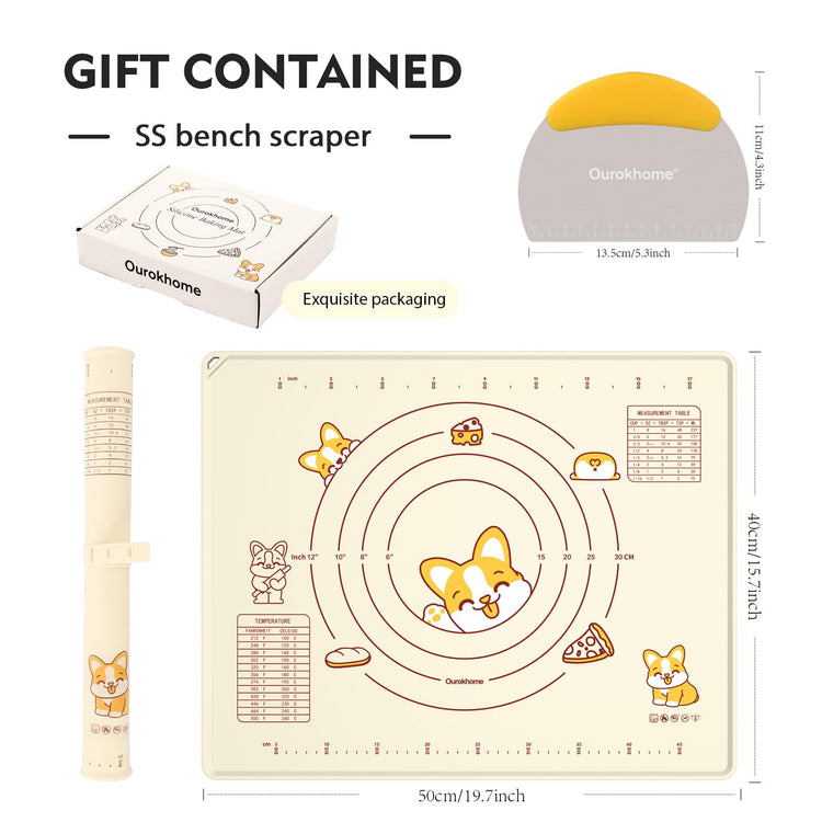Silicone Baking Mat Sheet and Pastry Dough Cutter