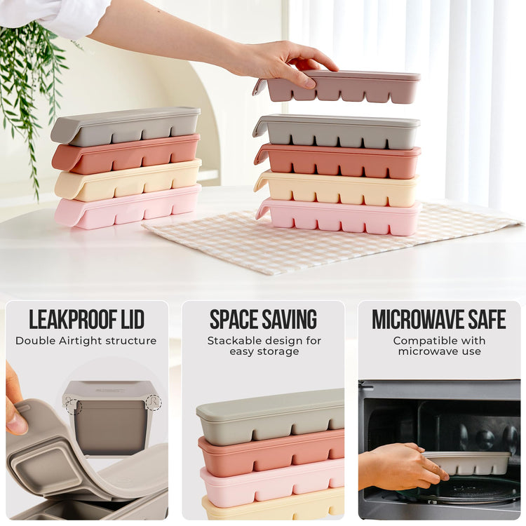 0.7 oz 12 Sections Silicone Ice Cube Freezer Tray with Lid
